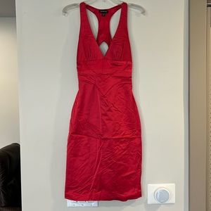 Red satin bodycon dress, XS